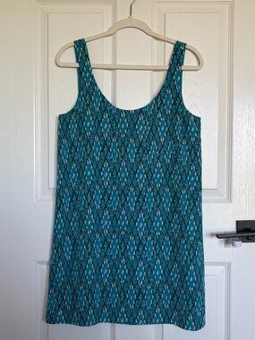NWOT Joie Dawna Teal Ikat Scoop Neck Mini Dress - XS